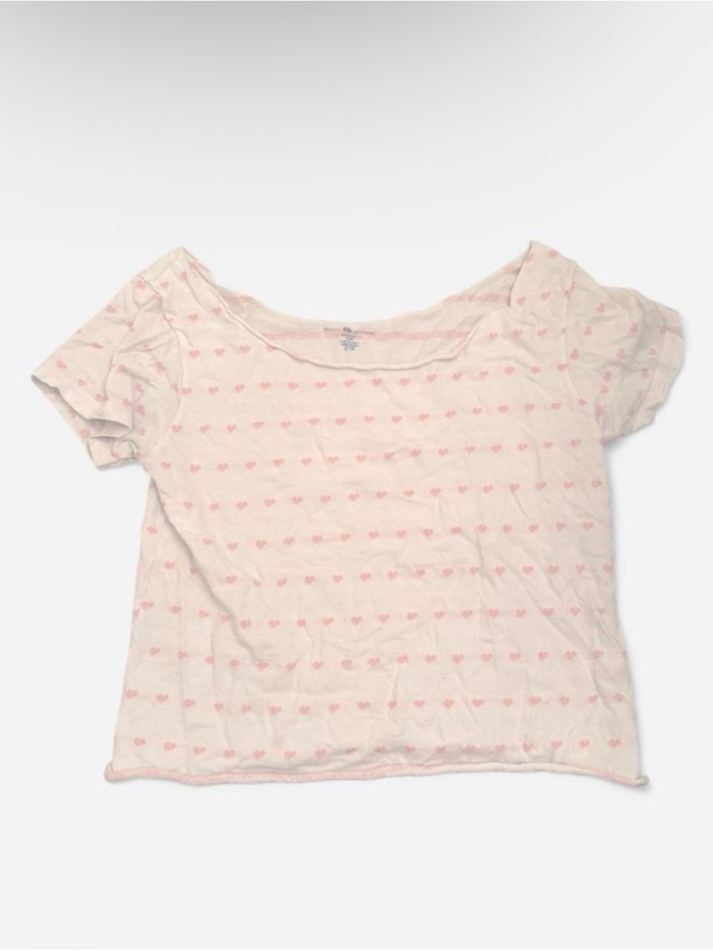 Brandy Melville White Tee with Pink Heart Detail
